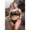 Vibes Bad Bitch One Shoulder Bling Bralette & Panty Black QN - Lingerie - Plus/Queen - Packaged