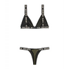 Vibes Boss Bitch Bralette & Thong Panty Black/Gold S/M - Lingerie - Packaged
