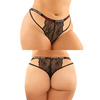Vibes Buddy Fuck Off Caged Lace Panty & Micro Thong Black QN - Lingerie - Plus/Queen - Hanging