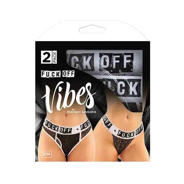 Vibes Buddy Fuck Off Lace Boy Brief & Lace Thong Black L/XL - Lingerie - Packaged
