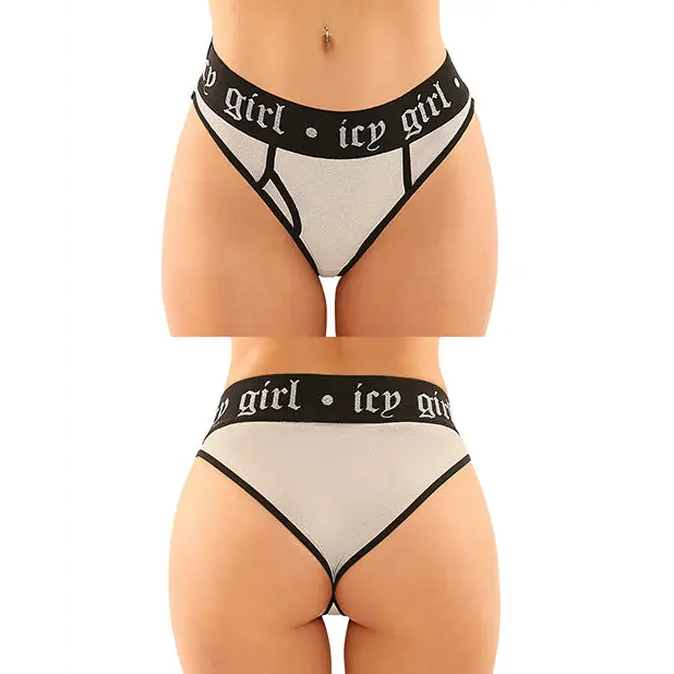 Vibes Buddy Pack Icy Girl Metallic Boy Brief & Lace Thong Black L/XL - Lingerie - Packaged