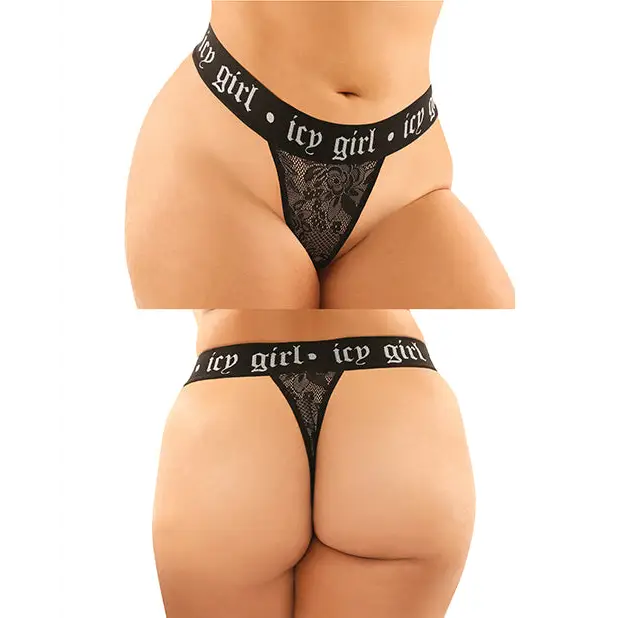 Vibes Buddy Pack Icy Girl Metallic Boy Brief & Lace Thong Black QN - Lingerie - Plus/Queen - Packaged