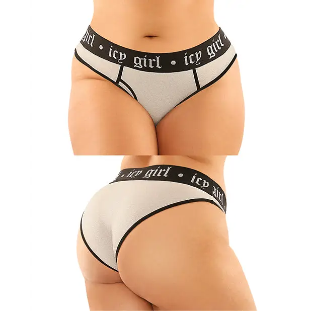 Vibes Buddy Pack Icy Girl Metallic Boy Brief & Lace Thong Black QN - Lingerie - Plus/Queen - Packaged