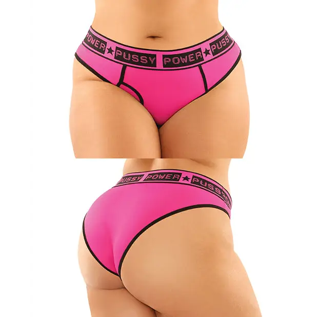 Vibes Buddy Pack Pussy Power Micro Brief & Lace Thong Pnk/Blk QN - Lingerie - Plus/Queen - Packaged