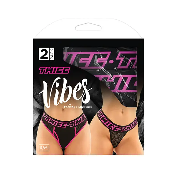 Vibes Buddy Pack Thicc Athletic Mesh Boy Brief & Lace Thong Black/Pnk L/XL - Lingerie - Packaged