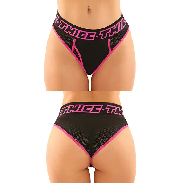 Vibes Buddy Pack Thicc Athletic Mesh Boy Brief & Lace Thong Black/Pnk L/XL - Lingerie - Packaged