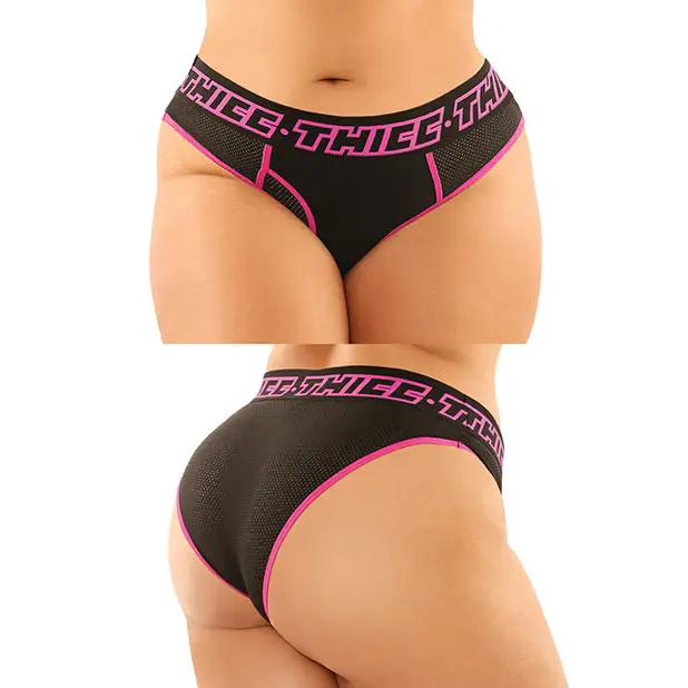 Vibes Buddy Pack Thicc Athletic Mesh Boy Brief & Lace Thong Black/Pnk QN - Lingerie - Plus/Queen - Packaged