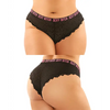 Vibes Buddy Sexy Bitch Lace Panty & Micro Thong Black/PNK QN - Lingerie - Plus/Queen - Packaged