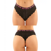 Vibes Buddy Sexy Bitch Lace Panty & Micro Thong Black/PNK S/M - Lingerie - Packaged