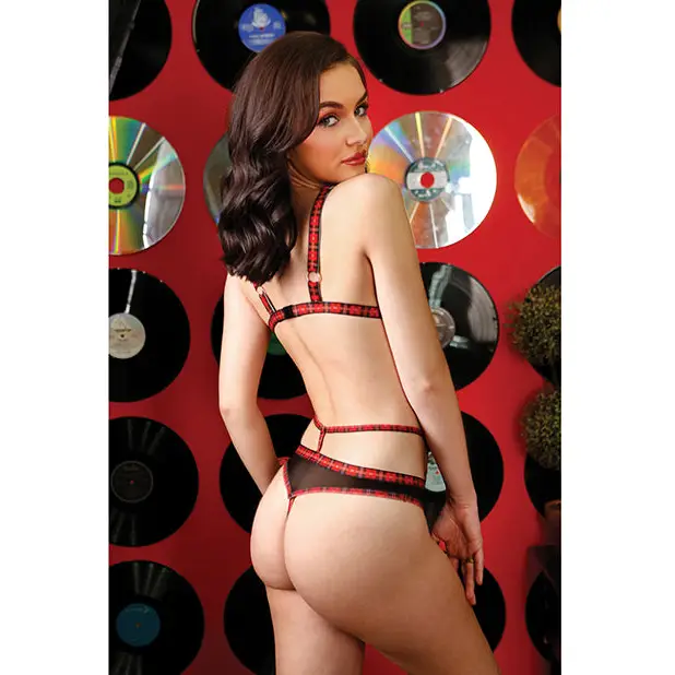 Vibes Creepin’ it Real Caged Bralette & Thong Panty Black S/M - Lingerie - Packaged