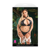Vibes Eat Me Flash Reactive Mushroom Print Halter Bralette w/Thong - Black QN - Lingerie - Plus/Queen - Packaged