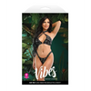 Vibes Eat Me Flash Reactive Mushroom Print Halter Bralette w/Thong - Black S/M - Lingerie - Packaged