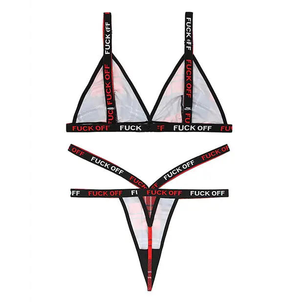 Vibes FUCK OFF Bralette & Thong Plaid M/L - Lingerie - Packaged