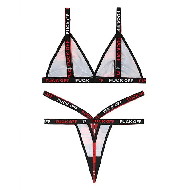 Vibes FUCK OFF Bralette & Thong Plaid S/M - Lingerie - Packaged