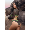 Vibes Fuck Ur Rules Long Sleeve Crop Top Panty & Pasties Black/Green L/XL - Lingerie - Packaged