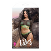 Vibes Fuck Ur Rules Long Sleeve Crop Top Panty & Pasties Black/Green S/M - Lingerie - Packaged