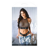 Vibes Icy Girl Metallic Fishnet Halter Top & Panty Black L/XL - Lingerie - Packaged