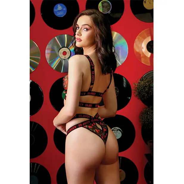 Vibes So Juicy Strappy Bralette & Panty Black L/XL - Lingerie - Packaged