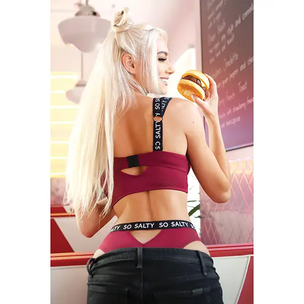 Vibes So Salty Long Line Bra & Cheeky Panty Berry Bliss L/XL - Lingerie - Packaged