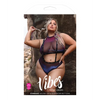 Vibes Stardust Halter Top & Suspender Bottoms Black QN - Lingerie - Plus/Queen - Packaged