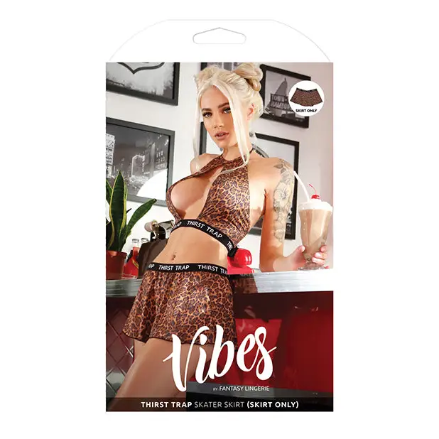 Vibes Thirst Trap Skater Skirt Savage Leopard S/M - Lingerie - Packaged