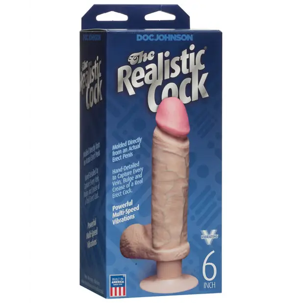 Vibrating 6’’ Realistic Cock - Flesh - Dongs & Dildos