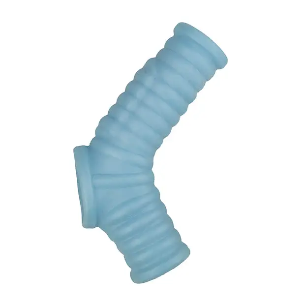 Vibrating Power Sleeve Ribbed Fit - Blue - Penis Enhancement