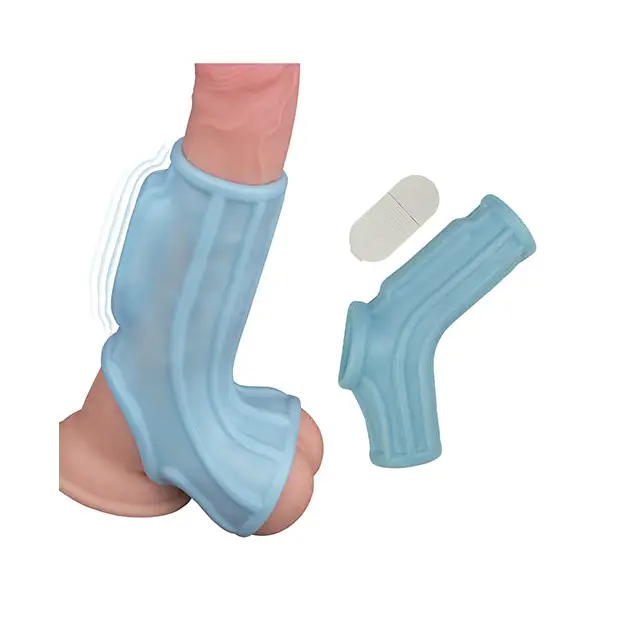 Vibrating Power Sleeve Sleek Fit - Blue - Penis Enhancement