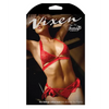 Vixen Cutout Lace Bra & Side Tie Panty Red QN