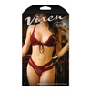 Vixen Good 4 You Lace Triangle Bralette & Panty Burgundy L/XL