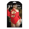 Vixen Havana Nights Long Sleeve Bodysuit w/Snap Closure Red QN