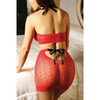 Vixen High Neck Halter Net Top & Tie Back Skirt Red O/S