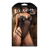 Vixen Next Level Strappy Crotchless Teddy w/Lace Underwire Cups Black L/XL - Lingerie - Packaged