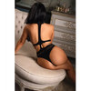 Vixen Nothing On You Seamless Cut-Out Teddy w/Removable Chain Accents - Black O/S - Lingerie - Packaged