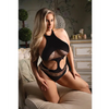 Vixen Nothing On You Seamless Cut-Out Teddy w/Removable Chain Accents - Black QN - Lingerie - Plus/Queen - Packaged