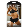 Vixen Striped Mesh Bralette & Shorties Black L/XL