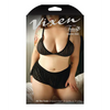 Vixen Striped Mesh Bralette & Shorties Black QN