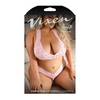 Vixen Sweetest Thing Lace Bralette & Pearl G-String Panty Light Pink QN - Lingerie - Plus/Queen - Packaged