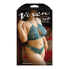 Vixen Teal Me No Lies Criss Cross Lace Halter Bralette & Panty Teal QN
