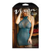 Vixen Teal Me When Halter Net Dress w/Floral Lace Design Teal L/XL