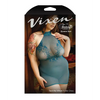 Vixen Teal Me When Halter Net Dress w/Floral Lace Design Teal QN
