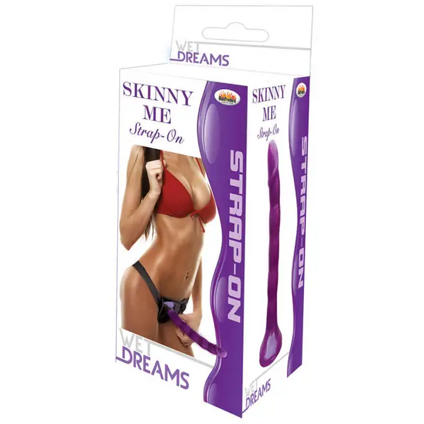 Wet Dreams Skinny Me 7" Strap on w/Harness, Purple