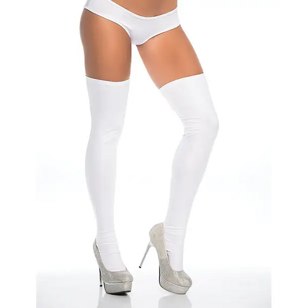 Wet Look Thigh Highs White O/S - Lingerie - Packaged