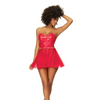 Wet Look Two In One Babydoll Red XL - Lingerie - Packaged