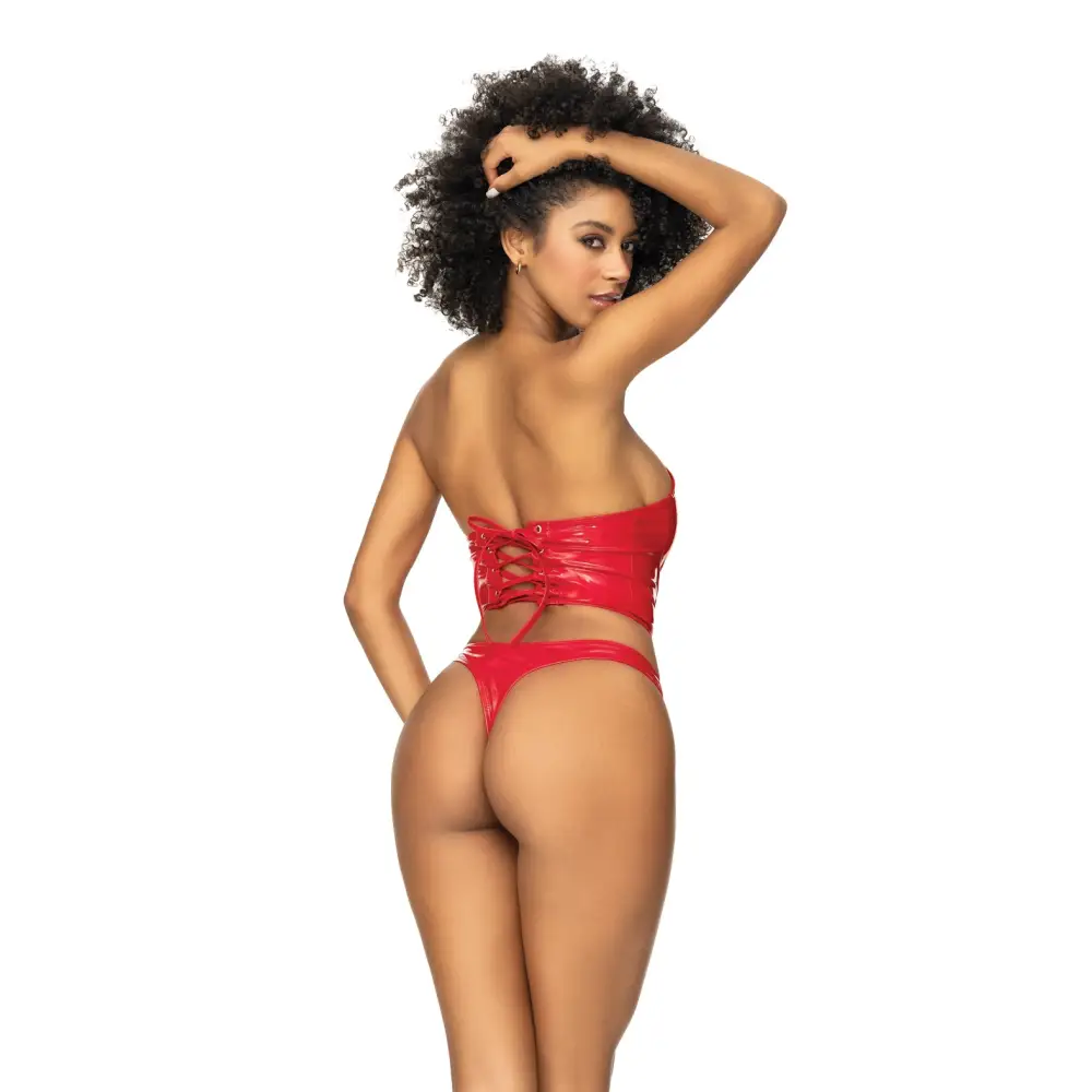 Wet Look Two In One Babydoll Red XL - Lingerie - Packaged