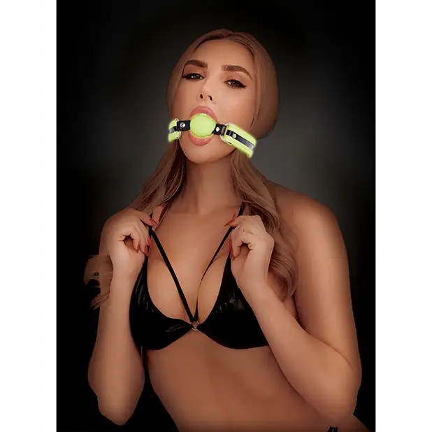 WhipSmart Glow in the Dark Deluxe Silicone Ball Gag - Green - Bondage Blindfolds & Restraints