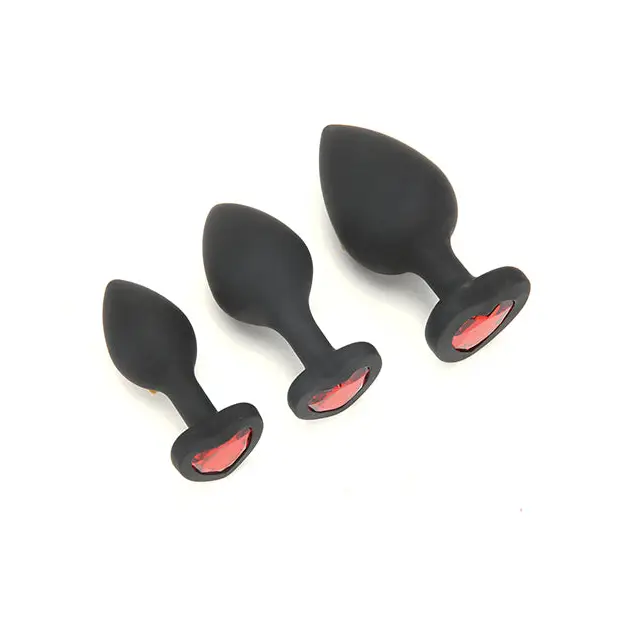 WhipSmart Heartbreaker 3 pc Crystal Heart Anal Training Set - Black/Red - Anal Products