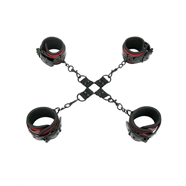 WhipSmart Heartbreaker Deluxe Hogtie - Black/Red - Bondage Blindfolds & Restraints