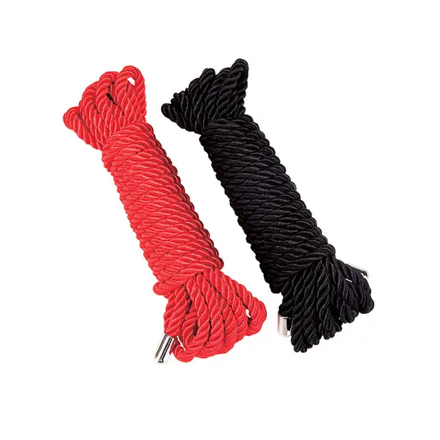 WhipSmart Heartbreaker Satin BDSM Rope - Black/Red Set of 2 - Bondage Blindfolds & Restraints