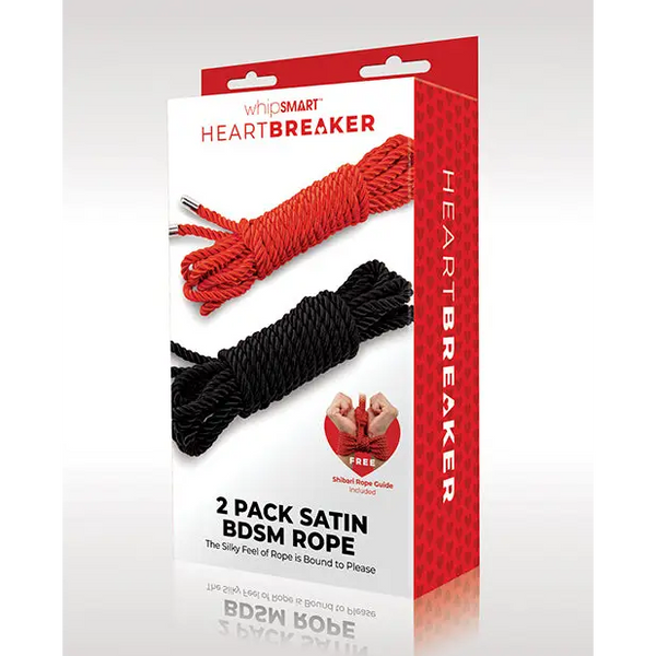 WhipSmart Heartbreaker Satin BDSM Rope - Black/Red Set of 2 - Bondage Blindfolds & Restraints